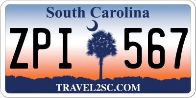 SC license plate ZPI567