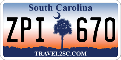SC license plate ZPI670