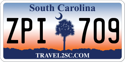 SC license plate ZPI709