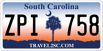 SC license plate ZPI758