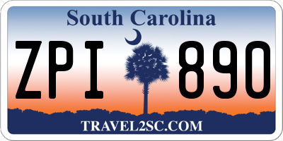 SC license plate ZPI890
