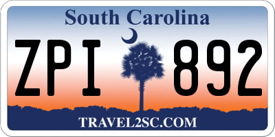 SC license plate ZPI892