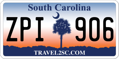 SC license plate ZPI906