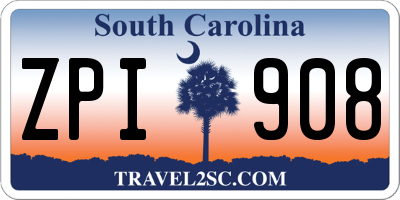SC license plate ZPI908