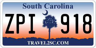 SC license plate ZPI918