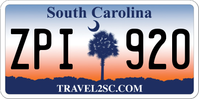 SC license plate ZPI920