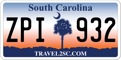 SC license plate ZPI932