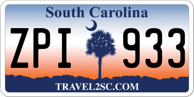 SC license plate ZPI933