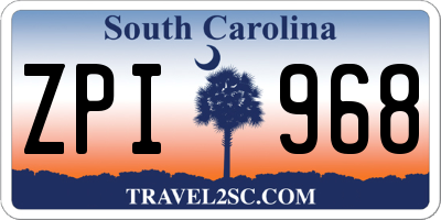 SC license plate ZPI968