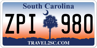 SC license plate ZPI980