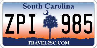 SC license plate ZPI985