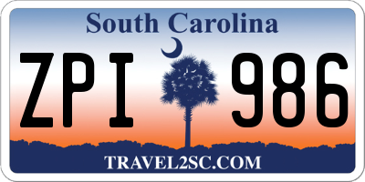 SC license plate ZPI986