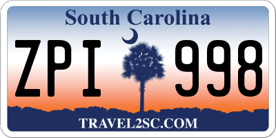 SC license plate ZPI998
