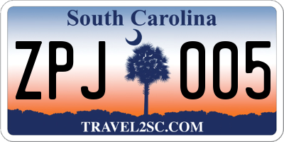SC license plate ZPJ005