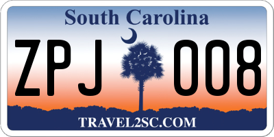 SC license plate ZPJ008