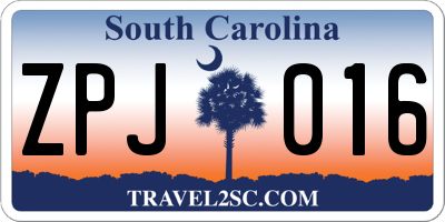 SC license plate ZPJ016