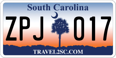 SC license plate ZPJ017
