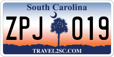 SC license plate ZPJ019