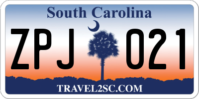 SC license plate ZPJ021
