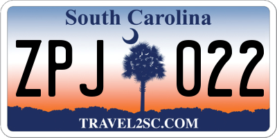 SC license plate ZPJ022