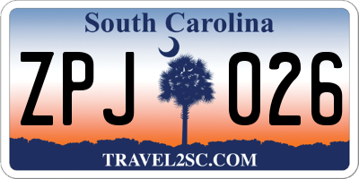 SC license plate ZPJ026
