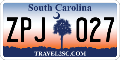 SC license plate ZPJ027