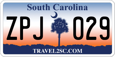 SC license plate ZPJ029