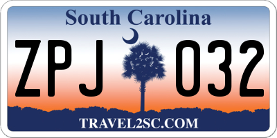 SC license plate ZPJ032
