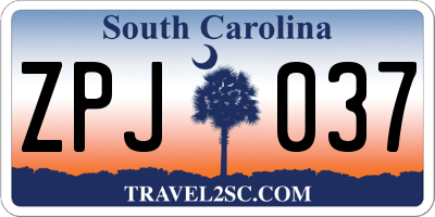SC license plate ZPJ037