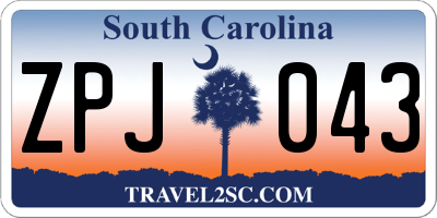 SC license plate ZPJ043
