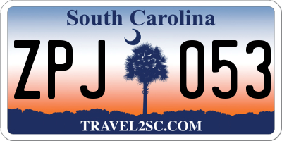 SC license plate ZPJ053