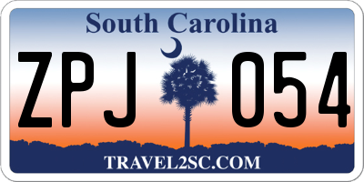 SC license plate ZPJ054