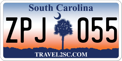 SC license plate ZPJ055