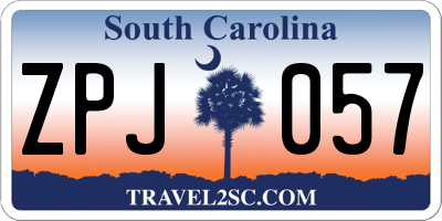 SC license plate ZPJ057