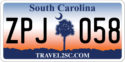 SC license plate ZPJ058