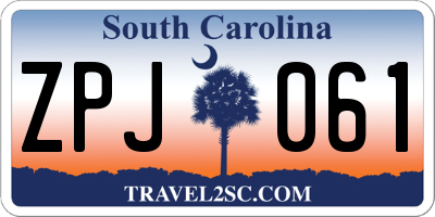 SC license plate ZPJ061