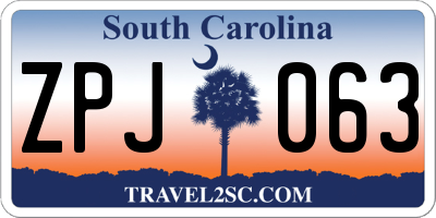 SC license plate ZPJ063