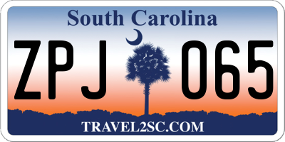 SC license plate ZPJ065