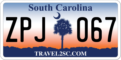 SC license plate ZPJ067