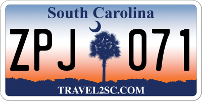 SC license plate ZPJ071