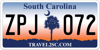 SC license plate ZPJ072