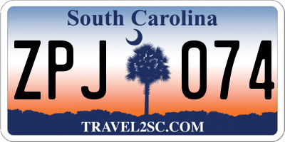 SC license plate ZPJ074