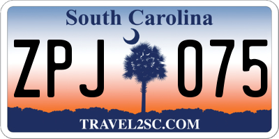 SC license plate ZPJ075