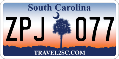 SC license plate ZPJ077