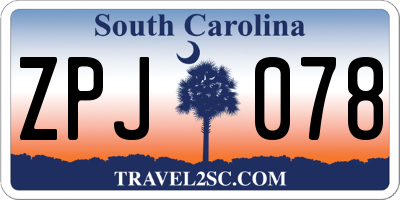 SC license plate ZPJ078