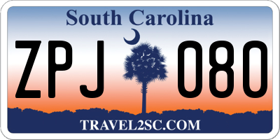 SC license plate ZPJ080