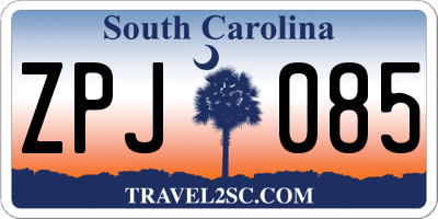 SC license plate ZPJ085