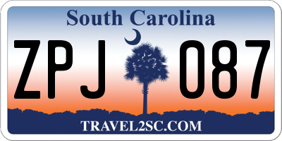 SC license plate ZPJ087