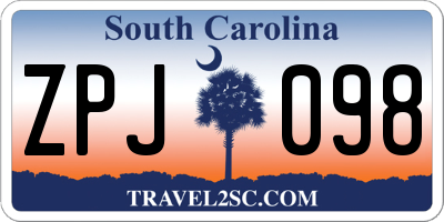 SC license plate ZPJ098