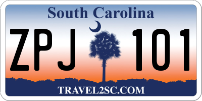 SC license plate ZPJ101